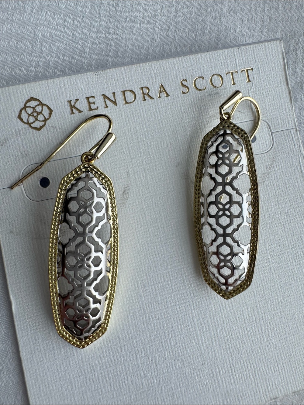 Kendra Scott Brenna Gold & Silver Filagree Drop Earrings